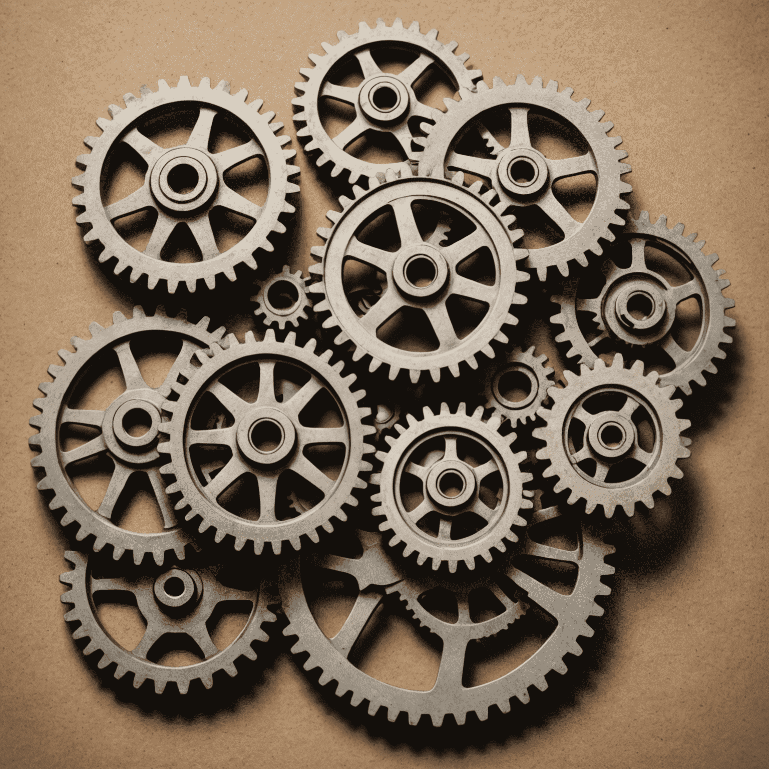 Illustration of five interconnected gears representing essential professional skills